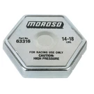 Moroso Radiator Cap 63316; Race Series, Hexagon 14-18 Psi Natural Steel. Fixed Price $24.99.
